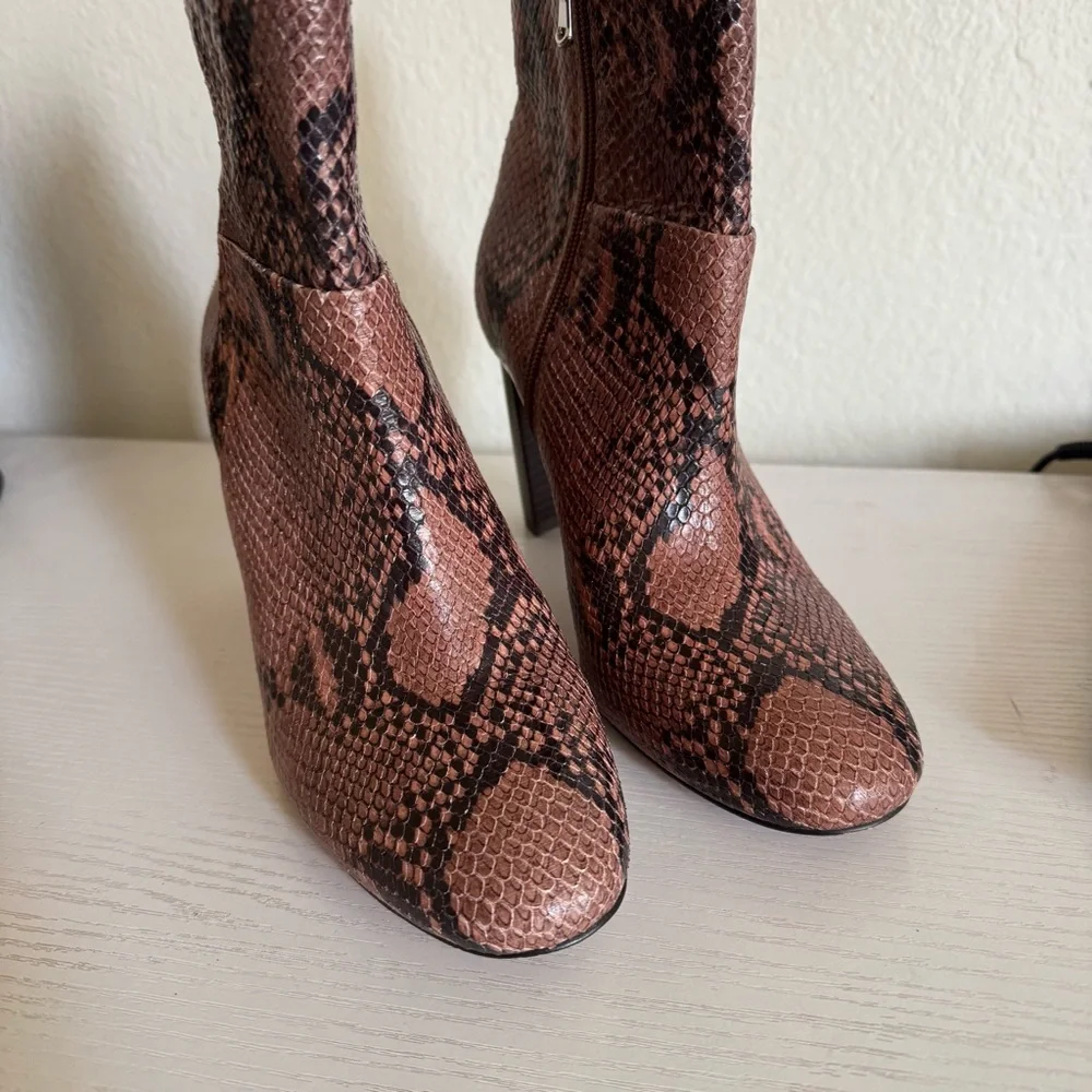 Ann Taylor | Tallulah Snakeskin Embossed Leather Booties